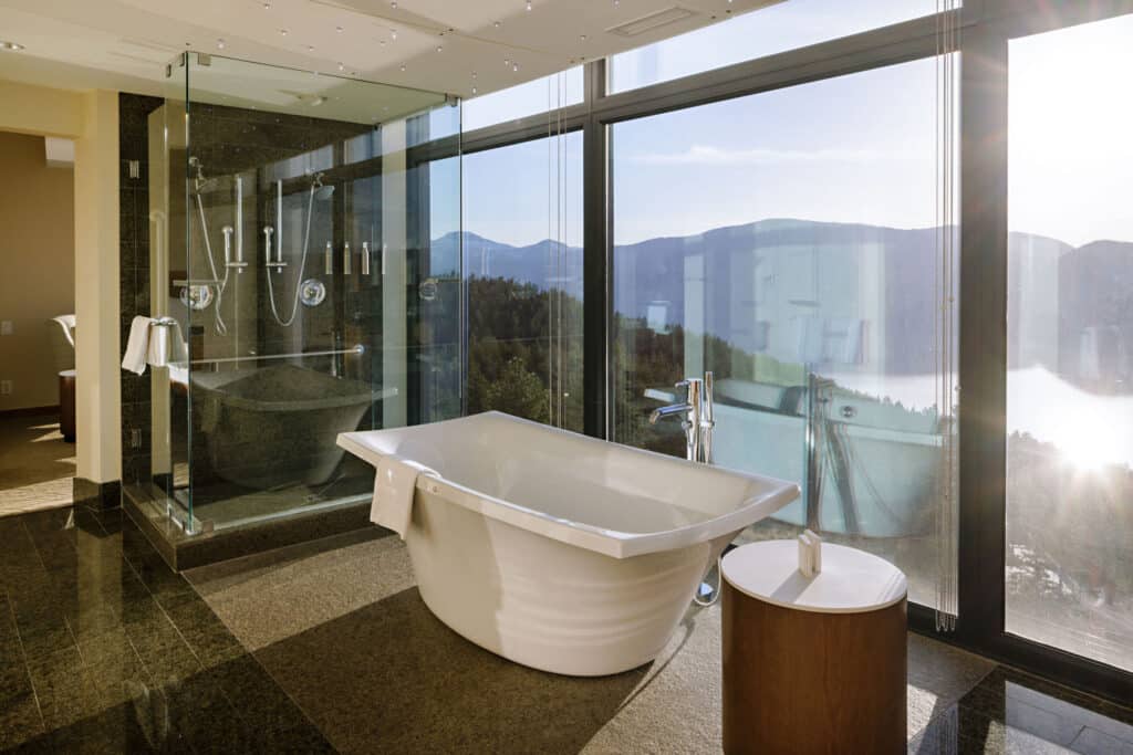 freestanding bathtub at Sparkling Hill Resort. spa bathrooms ideas